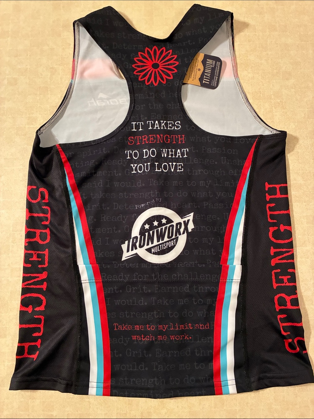 Borah Team wear Woman’s Black & Red Strength Racerback Biking Top